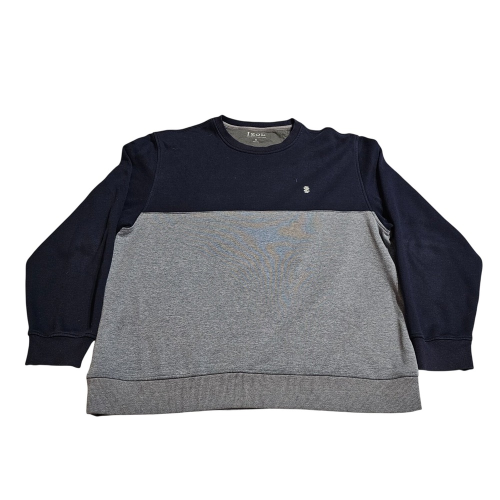 Izod Advantage Fleece XL Sweat Shirt Gray & Blue (45FK105)